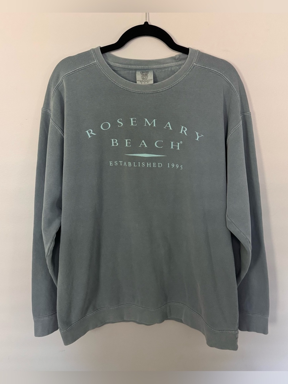 Rosemary Beach Long Sleeve Sweatshirt Adult XL Blue Gray Garment Dyed Coastal